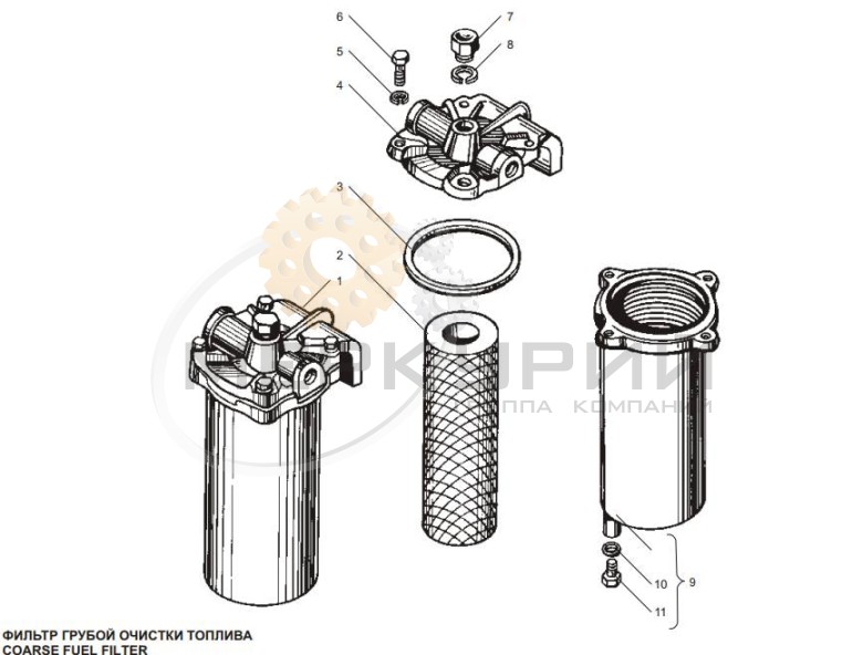 Фильтр грубой очистки топлива ЯМЗ-238НД3, ЯМЗ-238НД4, ЯМЗ-238НД5